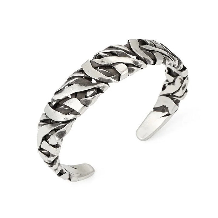 Silver hand-woven personalized retro opening adjustable bracelet