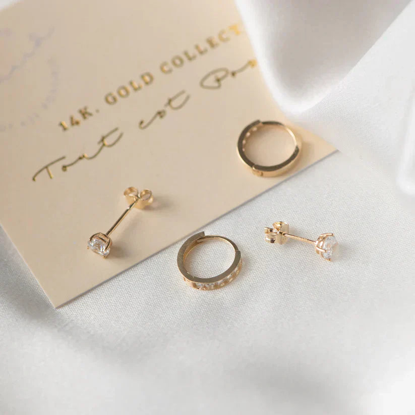 Dara Brillane Earrings Set with Stone | Gold