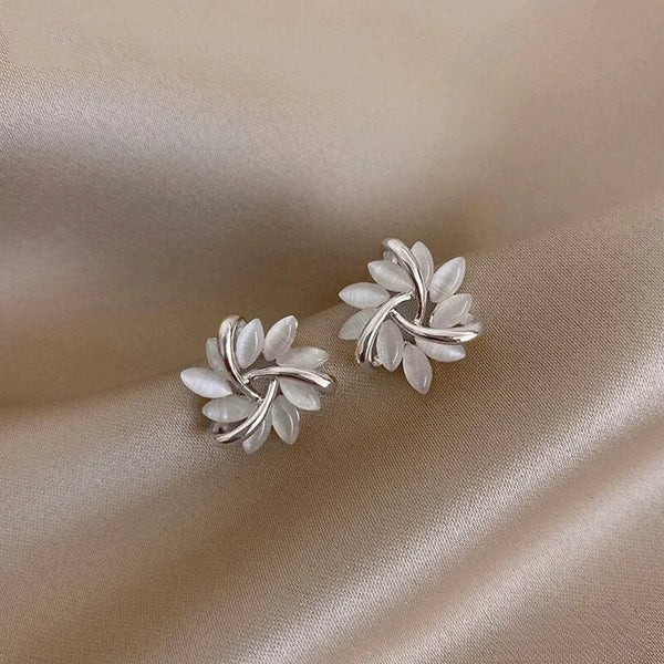 Sienna | Elegant Opal Petal Circle Stud Earrings