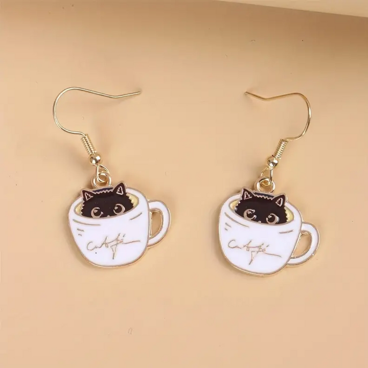 TEACUP CAT EARRINGS (PAIR)