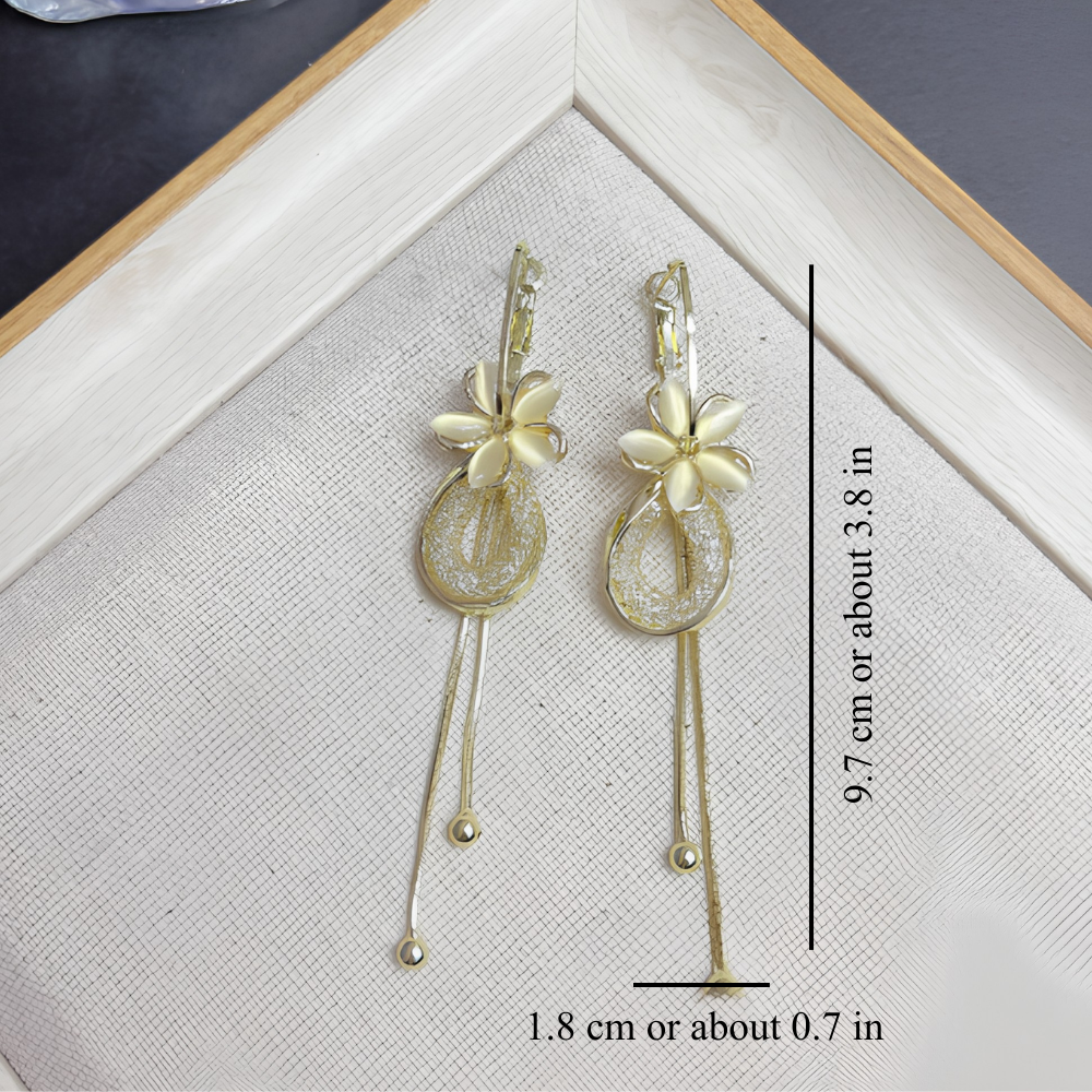 GOLD FLOWER TASSEL EARRINGS (PAIR)