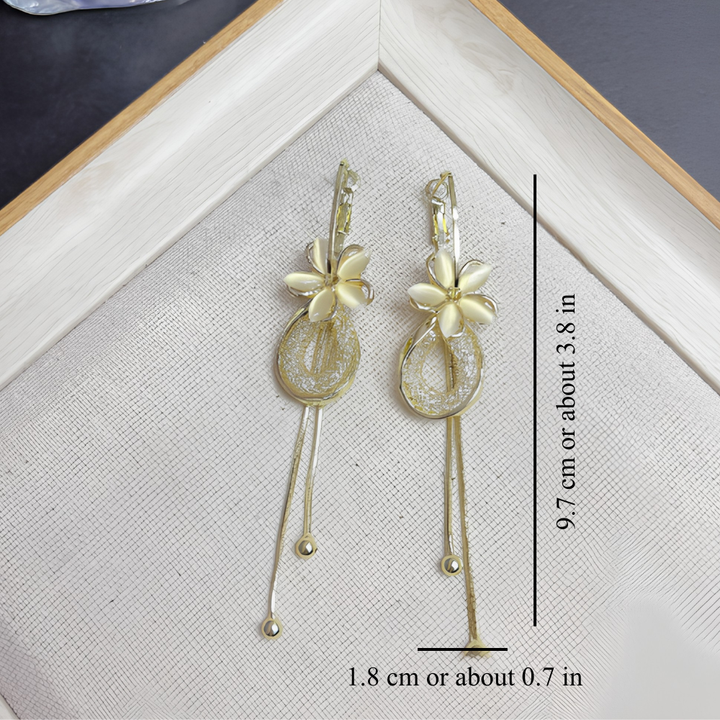 GOLD FLOWER TASSEL EARRINGS (PAIR)