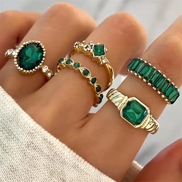 Antje | Ring Set | Emerald