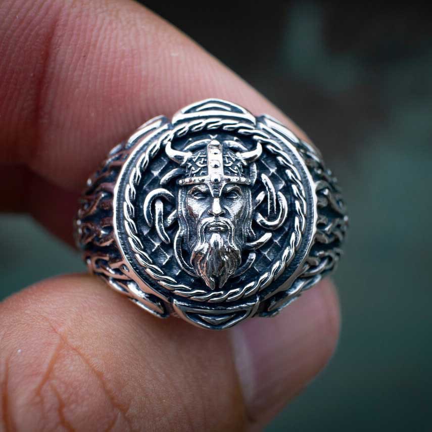 WorldNorse Odin Head Totem Tribal Celtic Knot Ring