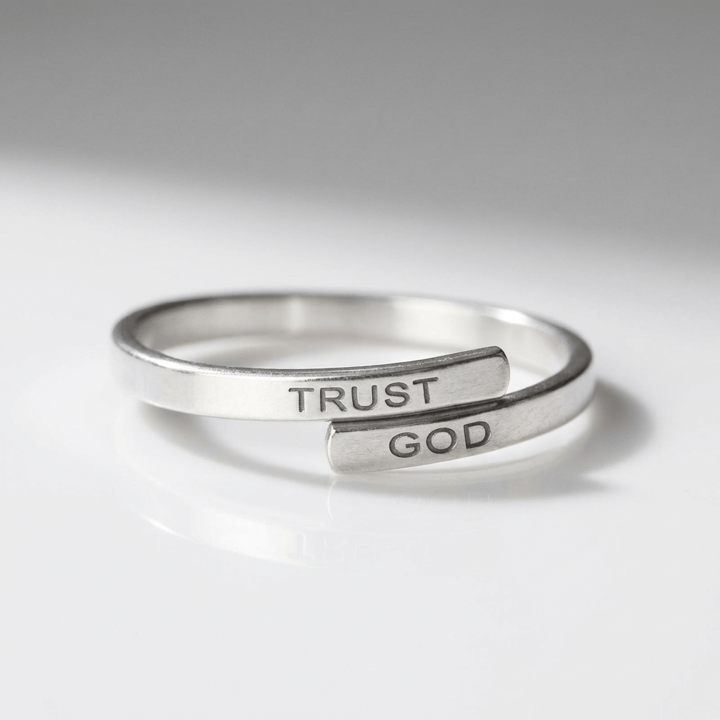SILVER TRUST GOD ENGRAVED RING - (ADJUSTABLE)