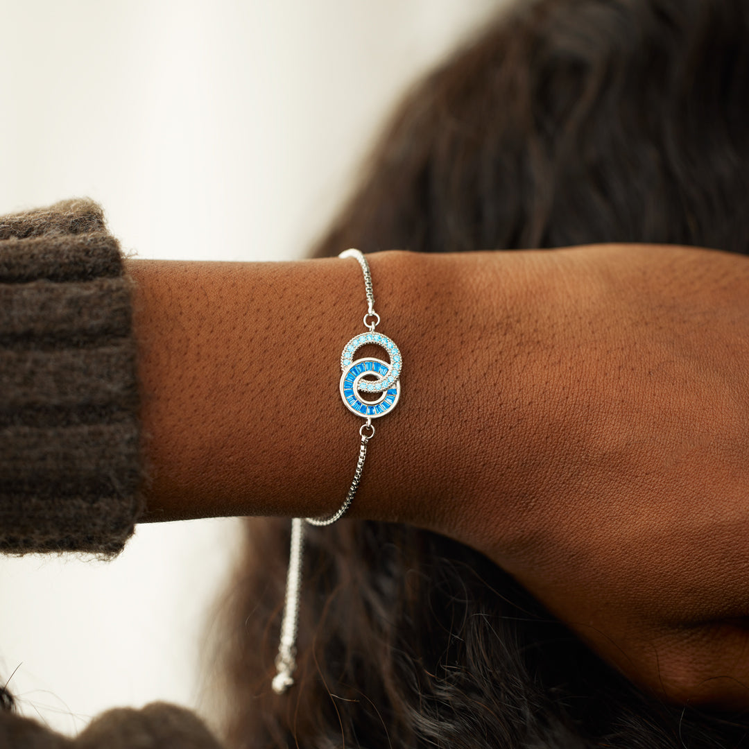 For Friend - Not Sisters By Blood But Sisters By Heart Birthstone Linking Circles Bracelet
