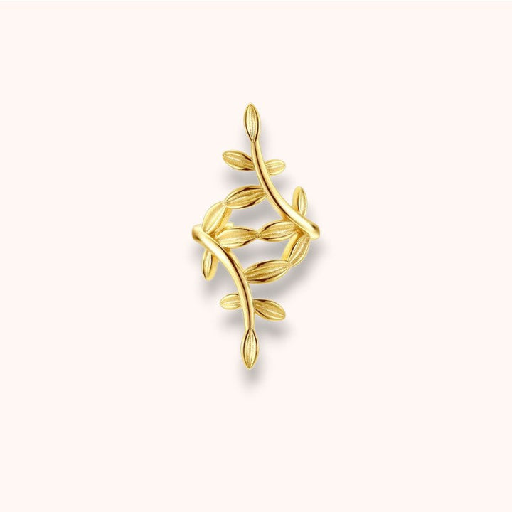 Golden Vine Leaf Ear Cuff – 925 Sterling Silver