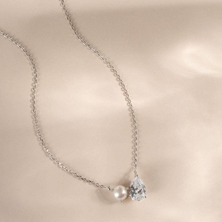 Pearl Teardrop Duo Charm Necklace