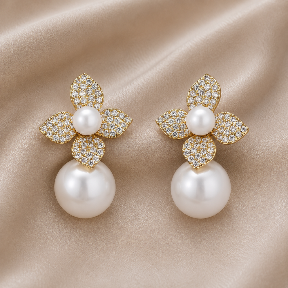 Danica | Pearl Petal Earrings