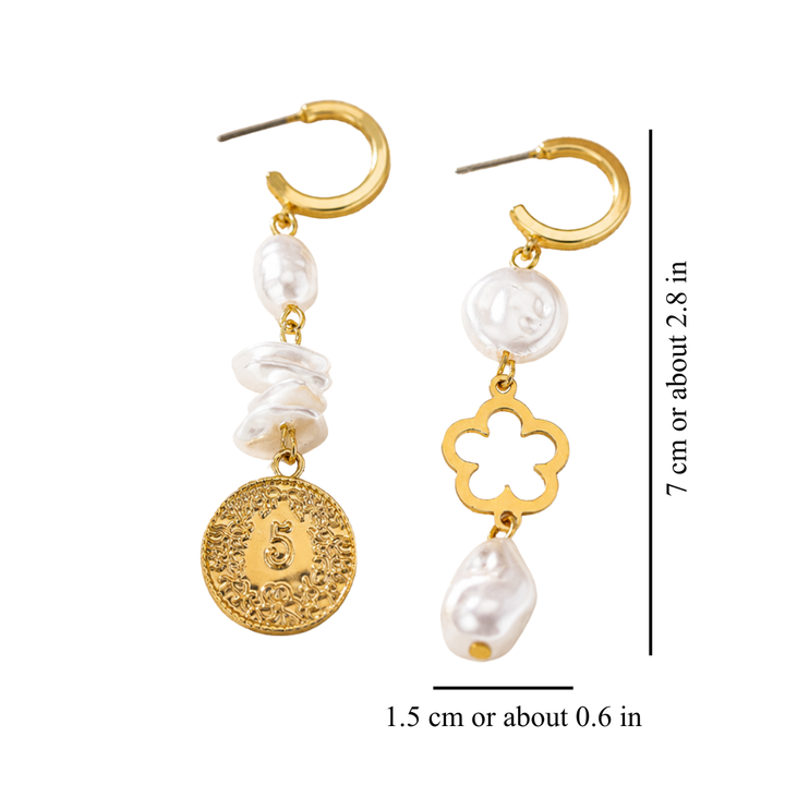 FIVE FLOWER ASYMMETRICAL EARRINGS (PAIR)