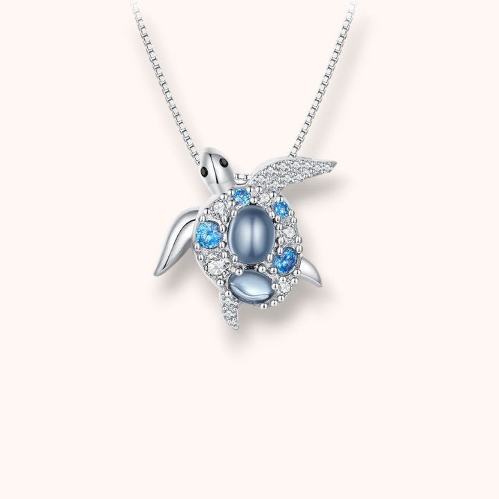 Sea Turtle Necklace – 925 Sterling Silver Ocean Blue Pendant