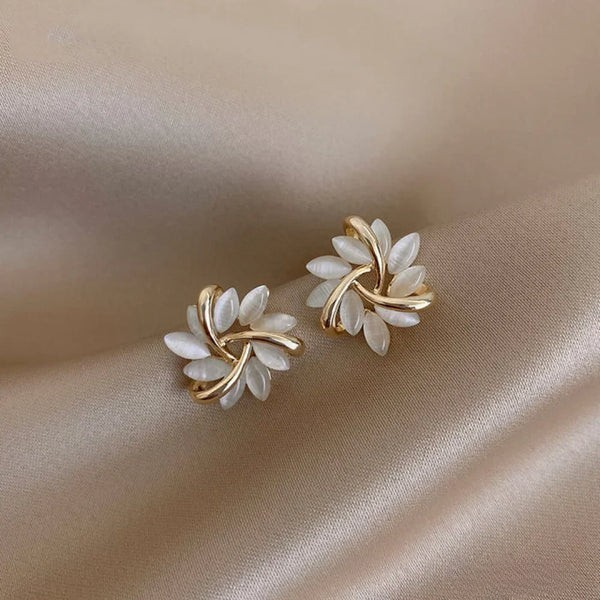 Sienna | Elegant Opal Petal Circle Stud Earrings