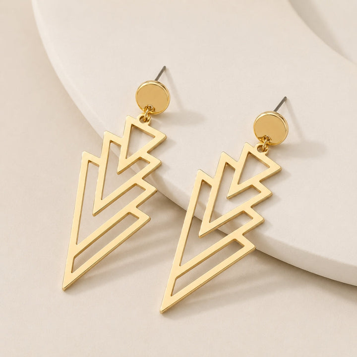 GOLD ARCHITECTURAL EARRINGS (PAIR)