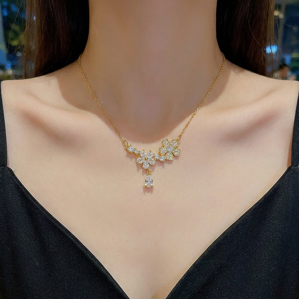 Golden Blossom Crystal Necklace