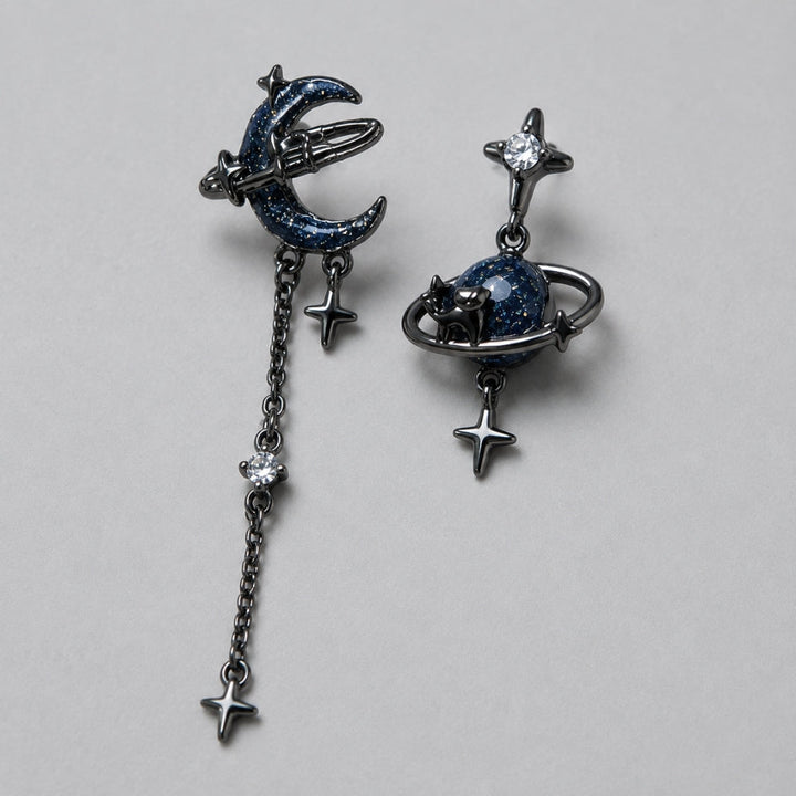 ASYMMETRIC MOON PLANET EARRINGS (PAIR)