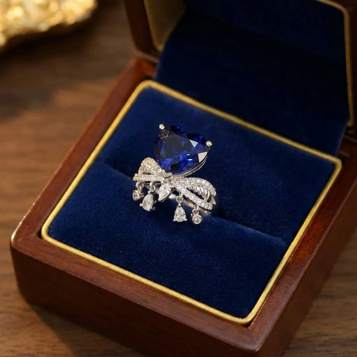 Royal Sapphire Heart Crown Ring