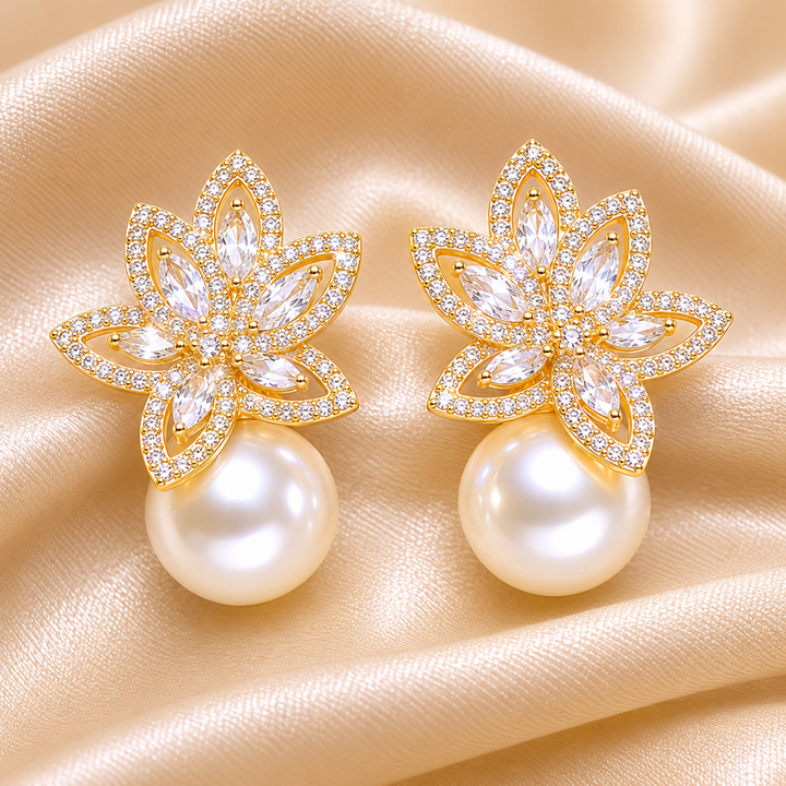 Ava | Pearl Flower Earrings