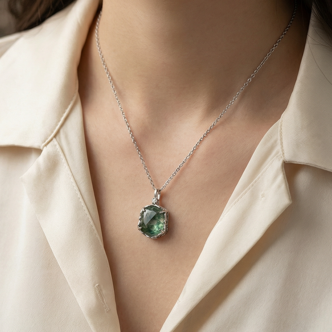 Moss Agate Crystal Necklace