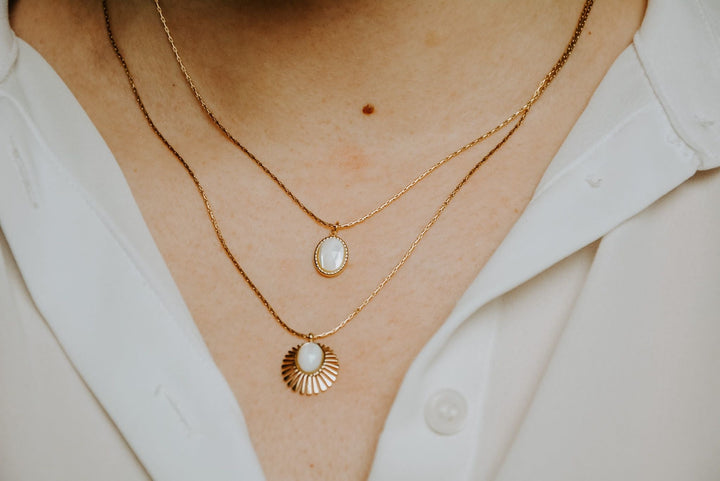 Danae - Necklace - Natural Stone - Stainless Steel