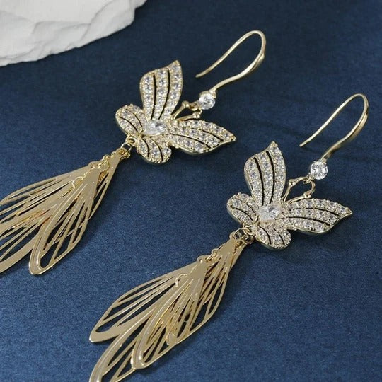 Butterfly Wing Tassel Earrings
