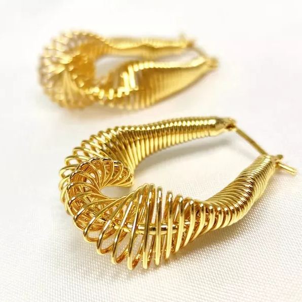 Golden French Style Wavy Earrings