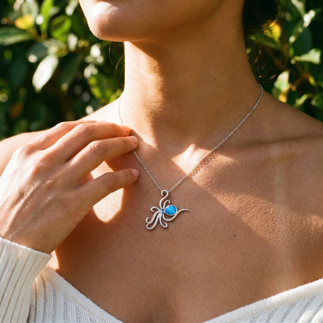 Blue Tide Octopus Necklace