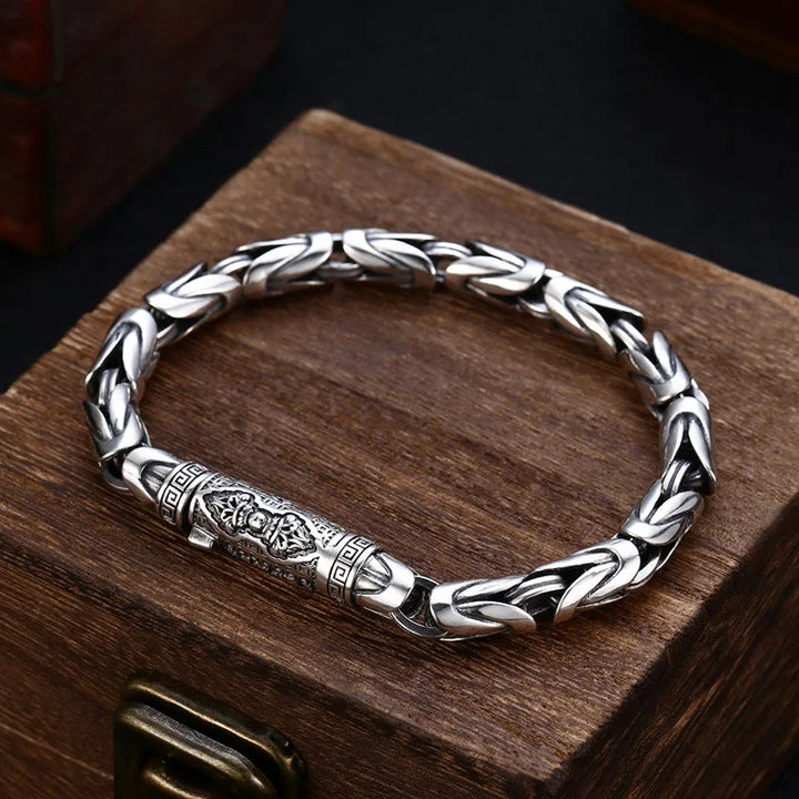 Silver Six Character Truth Vajra Pestle Bracelet