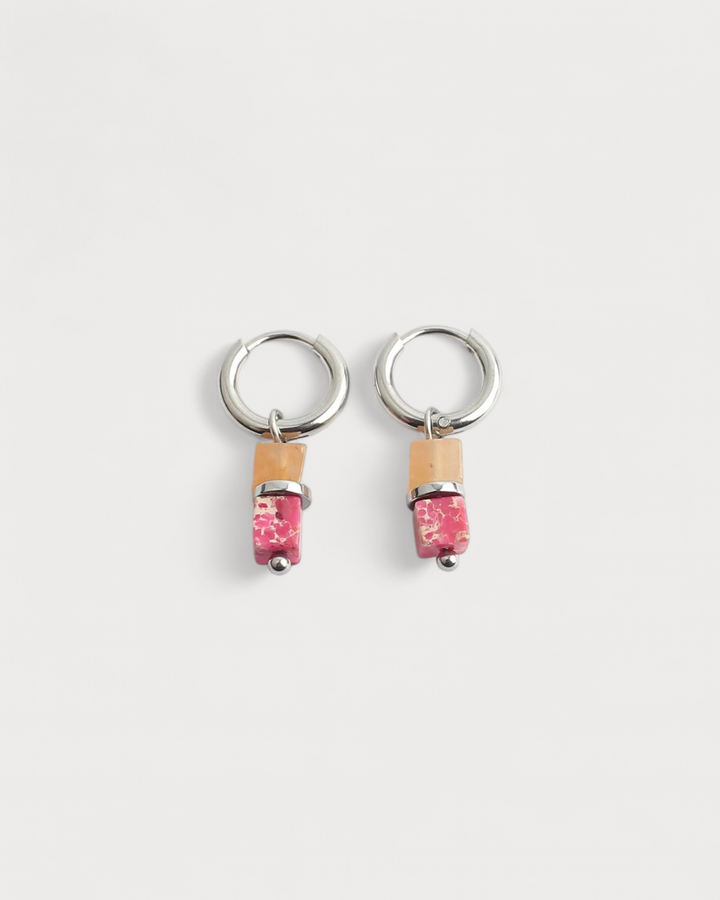 Half & half - Earrings - Natural Stone - Stainless Steel