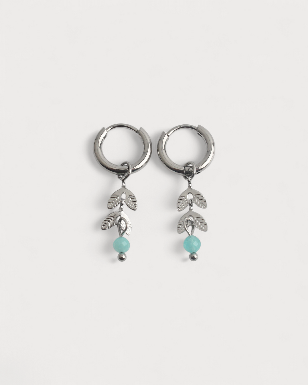 Stone Leaf - Earrings - Natural Stone - Stainless Steel