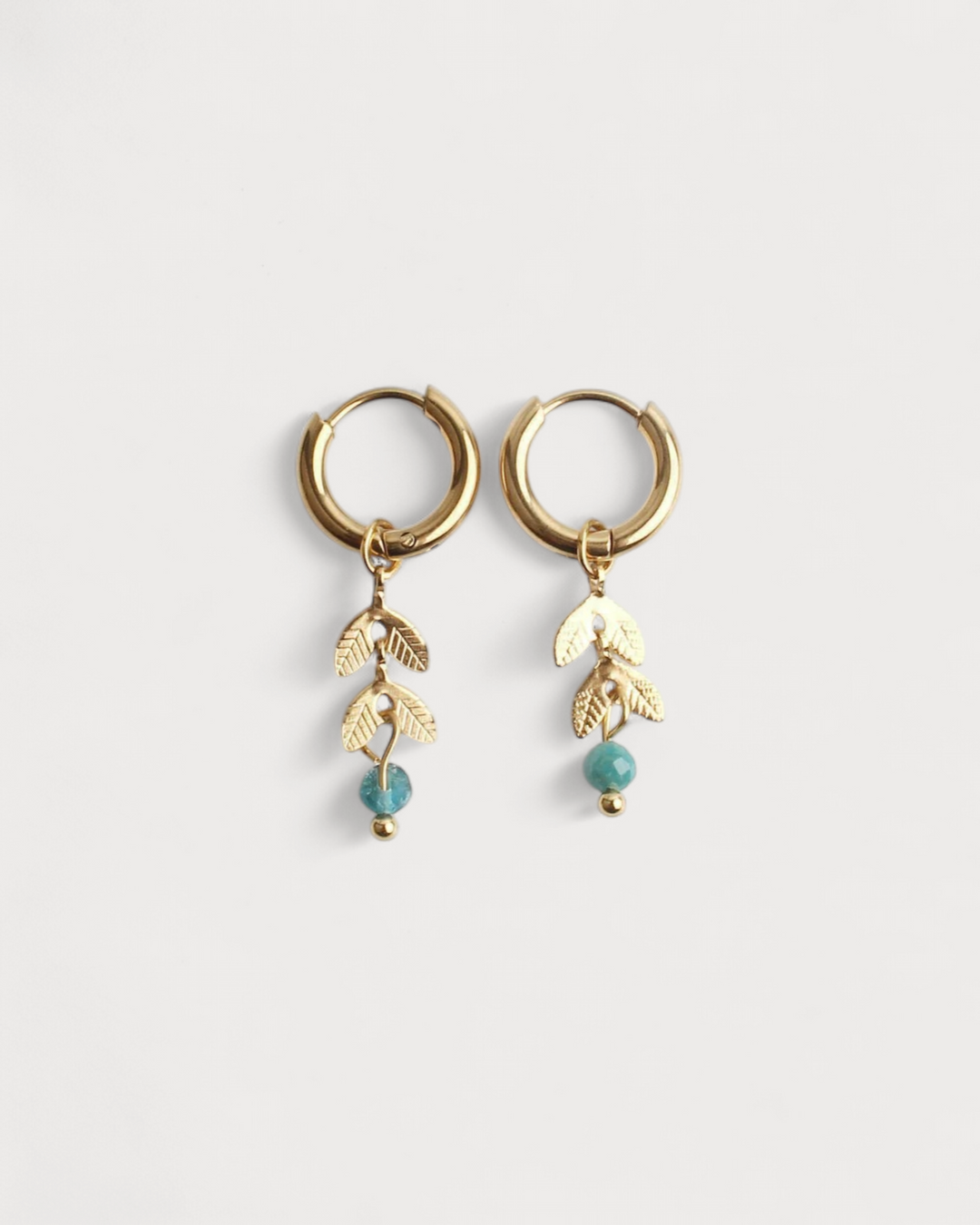 Stone Leaf - Earrings - Natural Stone - Stainless Steel