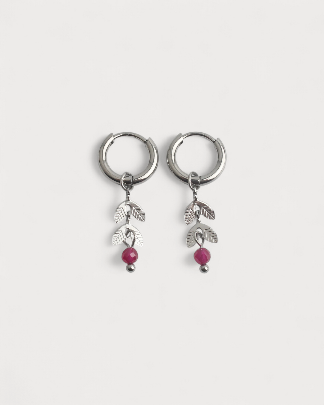 Stone Leaf - Earrings - Natural Stone - Stainless Steel