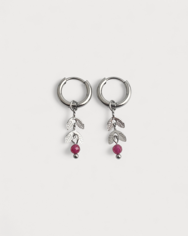 Stone Leaf - Earrings - Natural Stone - Stainless Steel