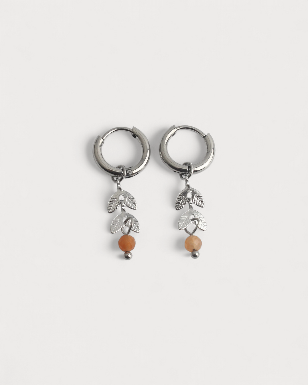 Stone Leaf - Earrings - Natural Stone - Stainless Steel
