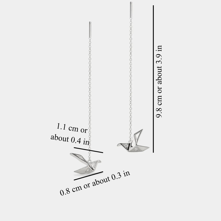 ORIGAMI CRANE THREADER EARRINGS (PAIR)