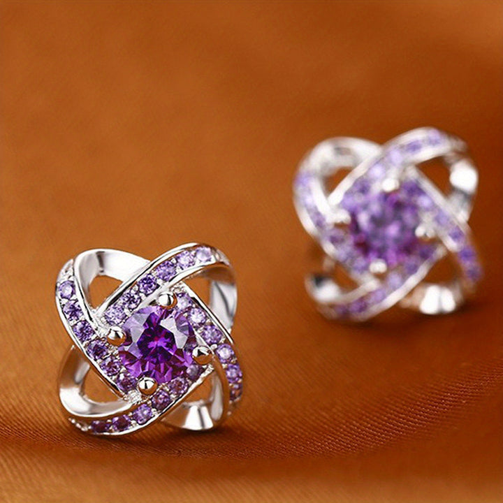 Lilac Four-Leaf Clover Earrings
