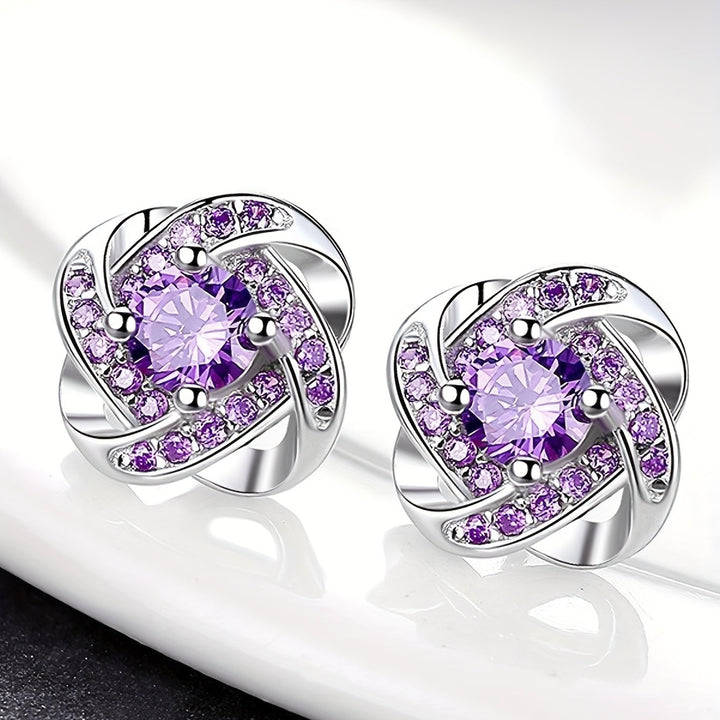 Lilac Four-Leaf Clover Earrings