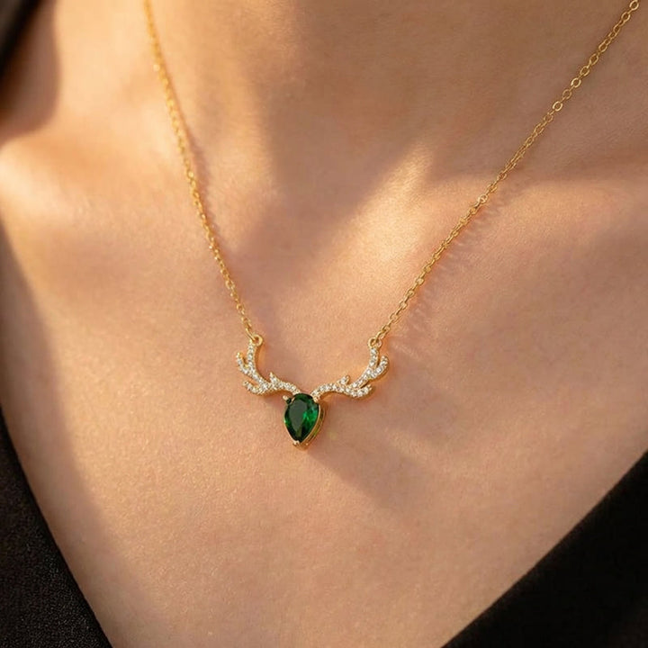 Emerald Deer Grace Necklace