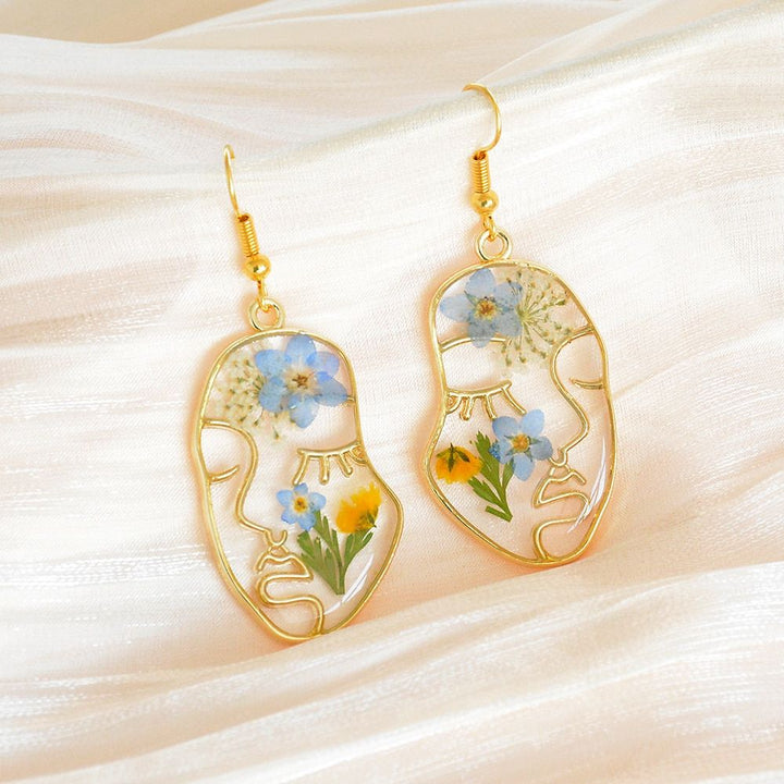 ABSTRACT FLOWER FACE EARRINGS (PAIR) (BLACKLIST)