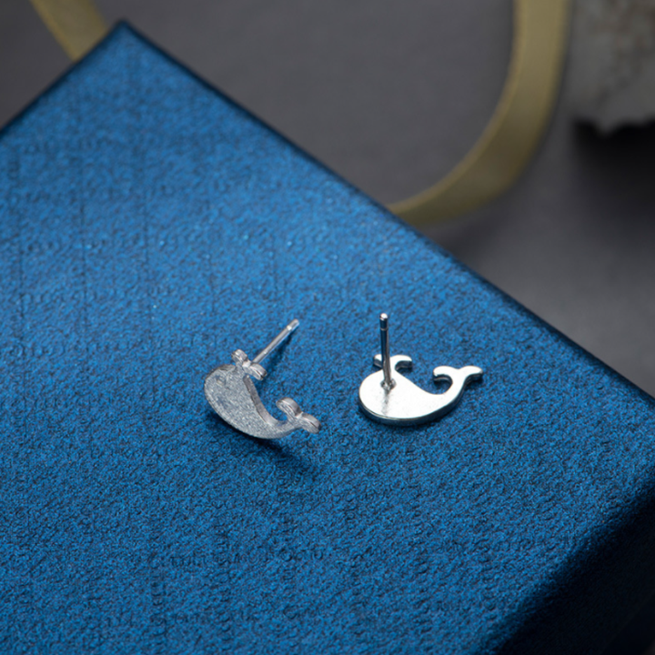 SILVER WHALE EARRINGS (PAIR)