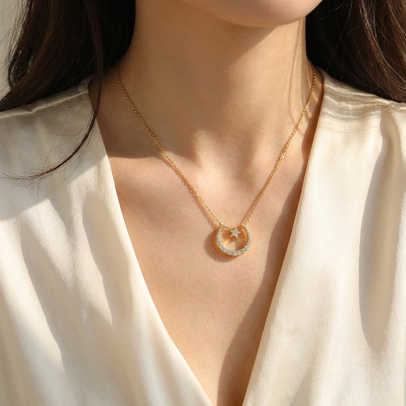 Golden Moonlight Star Necklace