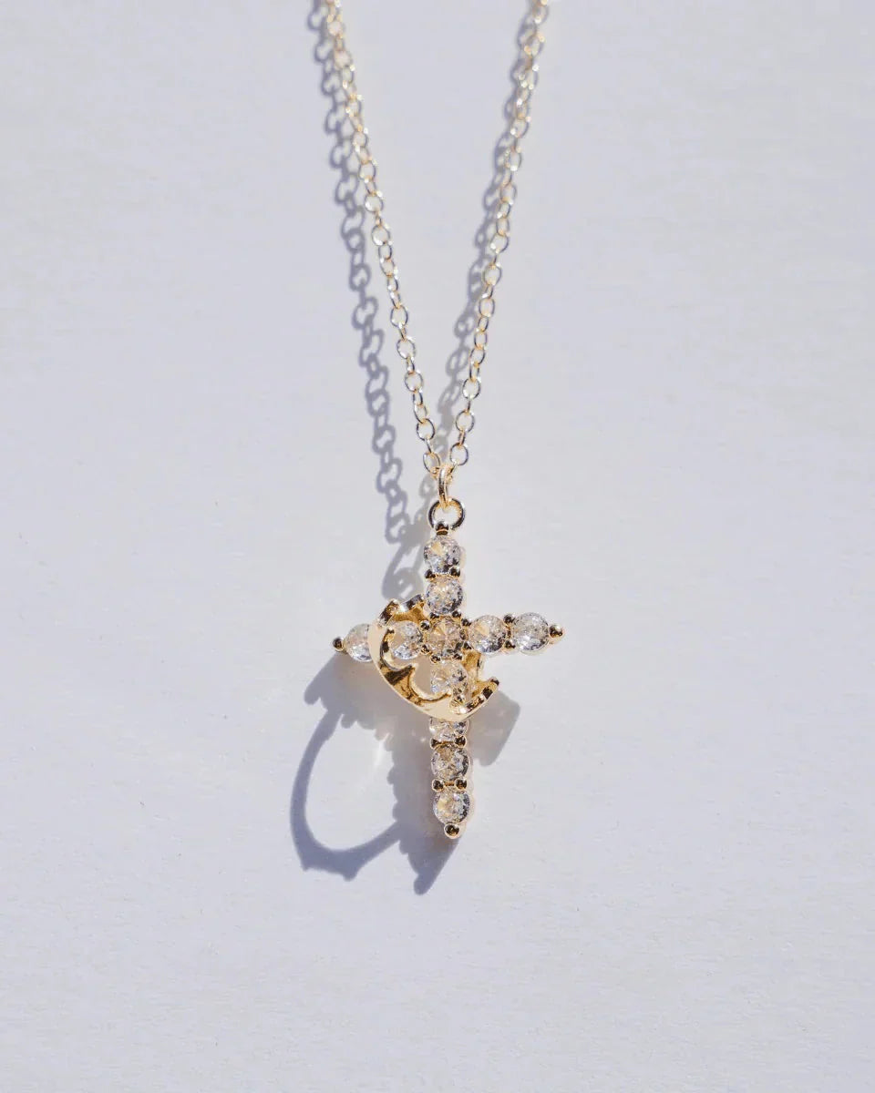 Necklace with Cross and Christ's Crown (Gold-Plated)