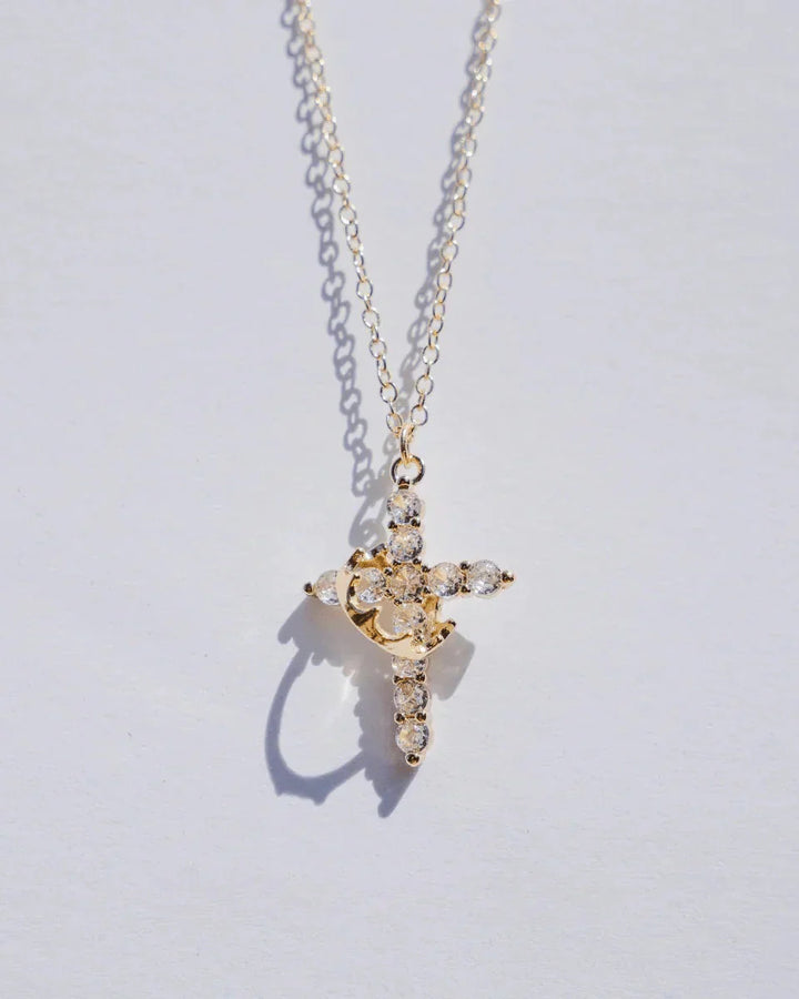 Necklace with Cross and Christ's Crown (Gold-Plated)