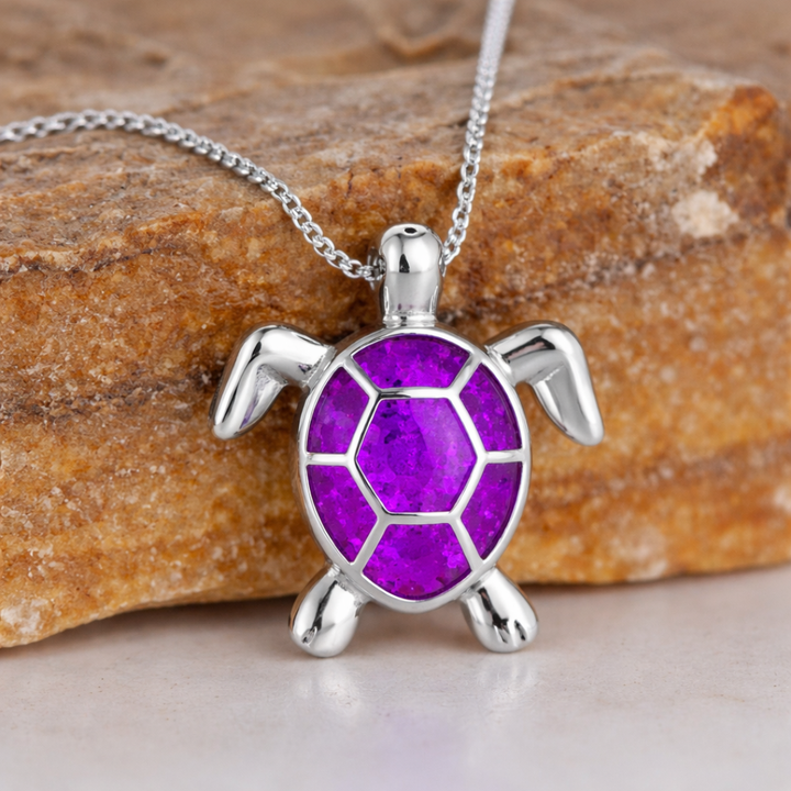 Vintage Fire Opal Turtle Pendant Necklace