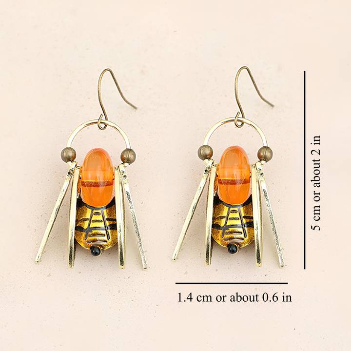 AMBER GLASS BEE DANGLES (PAIR)
