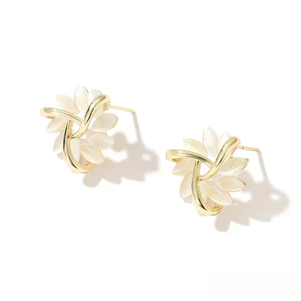 Sienna | Elegant Opal Petal Circle Stud Earrings