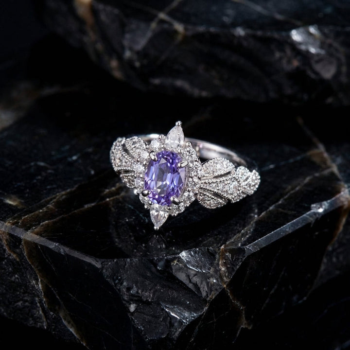 Lavender Bloom Crystal Ring