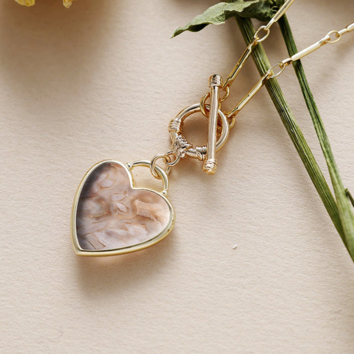 The Eternal Marbled Heart Toggle Necklace