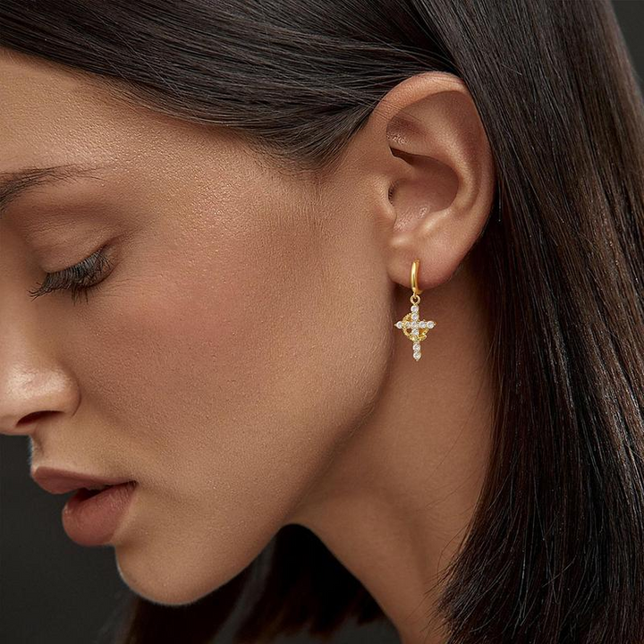 Crown Cross Earrings