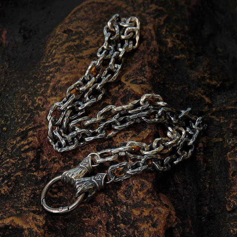 Handmade Viking Fist Silver Cable Bracelet / Necklace