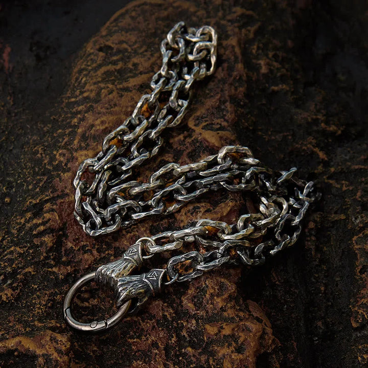Handmade Viking Fist Silver Cable Bracelet / Necklace